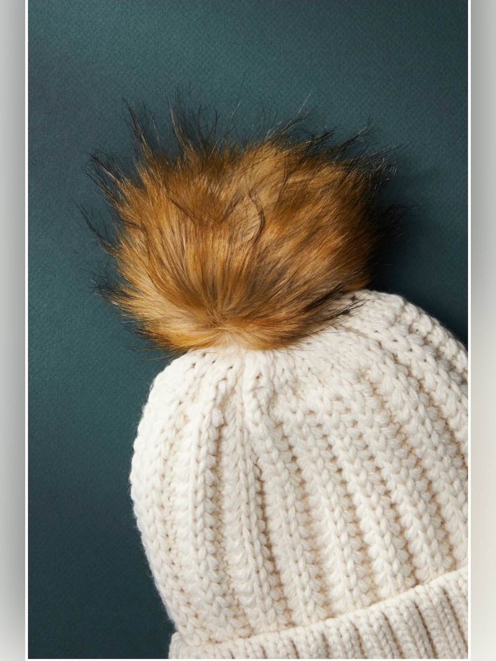Anthropologie Pick-A-Pom Marled Beanie Base Cream w/Taupe Pom